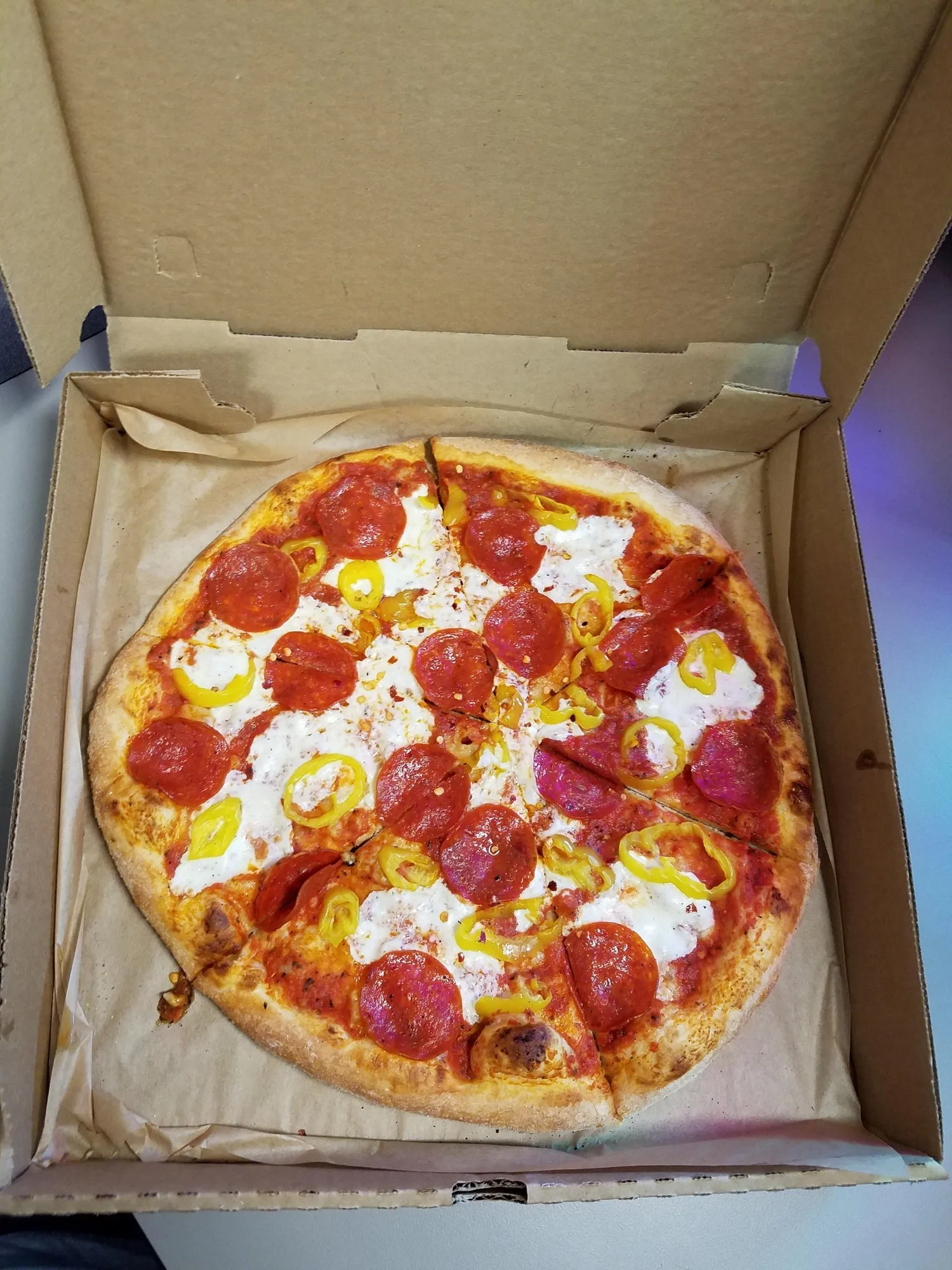 Cheese, Pepperoni, and Banana Peppers from PI Craft